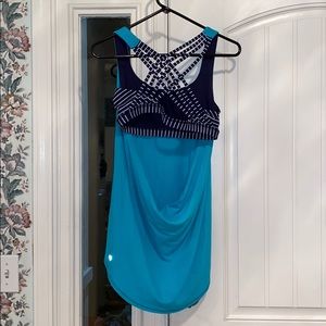Teal and Navy Lululemon Tank Top with Sports Bra